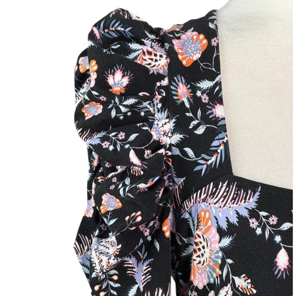 Ted Baker Dracena Floral Puff Ruched Sleeve Square Neck Mini Dress Size S (3) - Picture 10 of 11